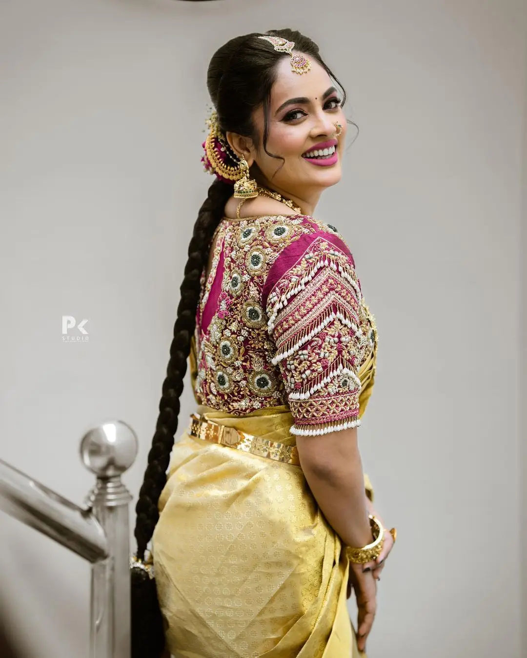 Nandita Swetha in Indian Traditional Yellow Saree Blouse